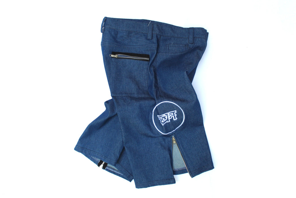 Riches Deluxe Signature Zip Denim Shorts – Royal Blue