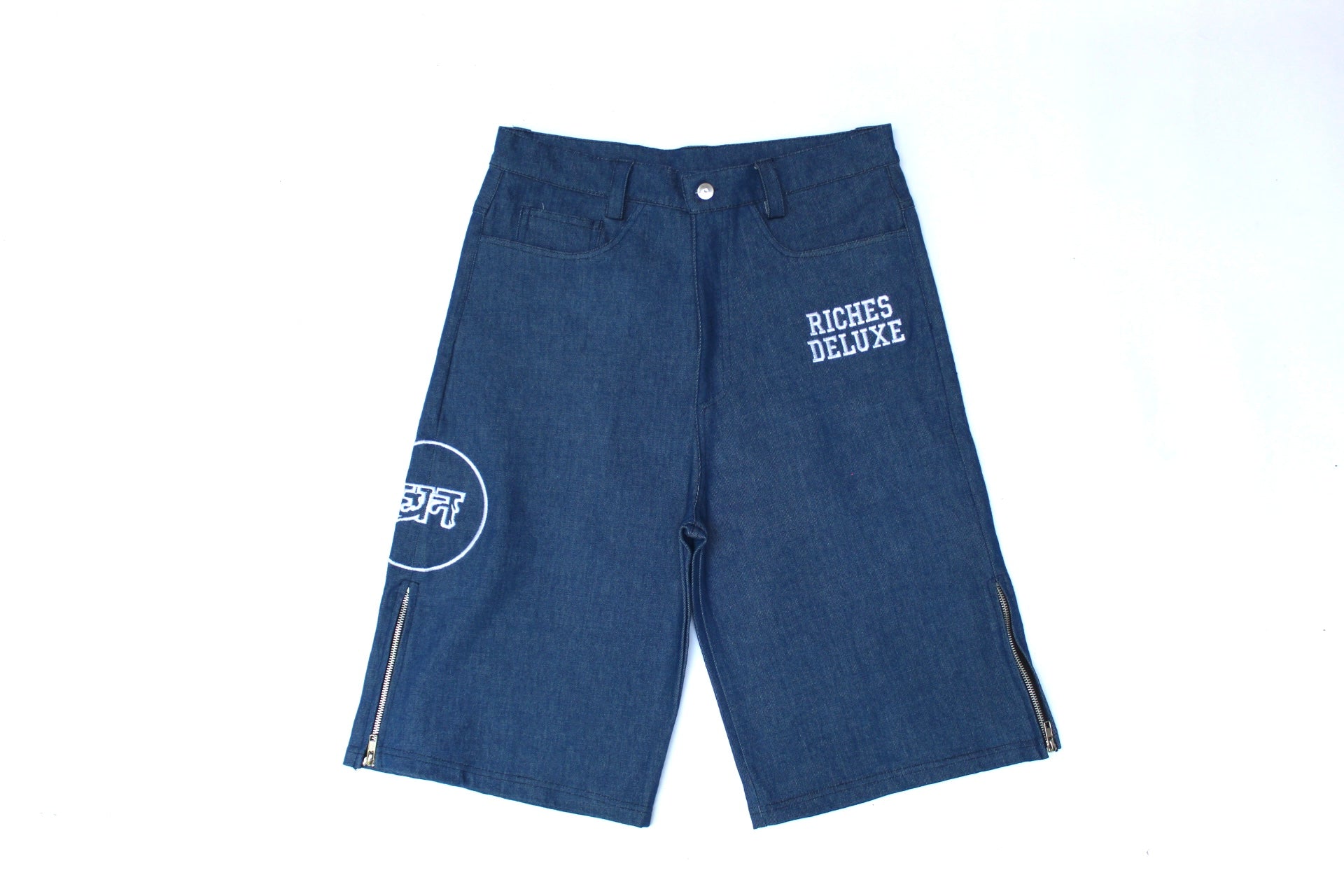 Riches Deluxe Signature Zip Denim Shorts – Royal Blue