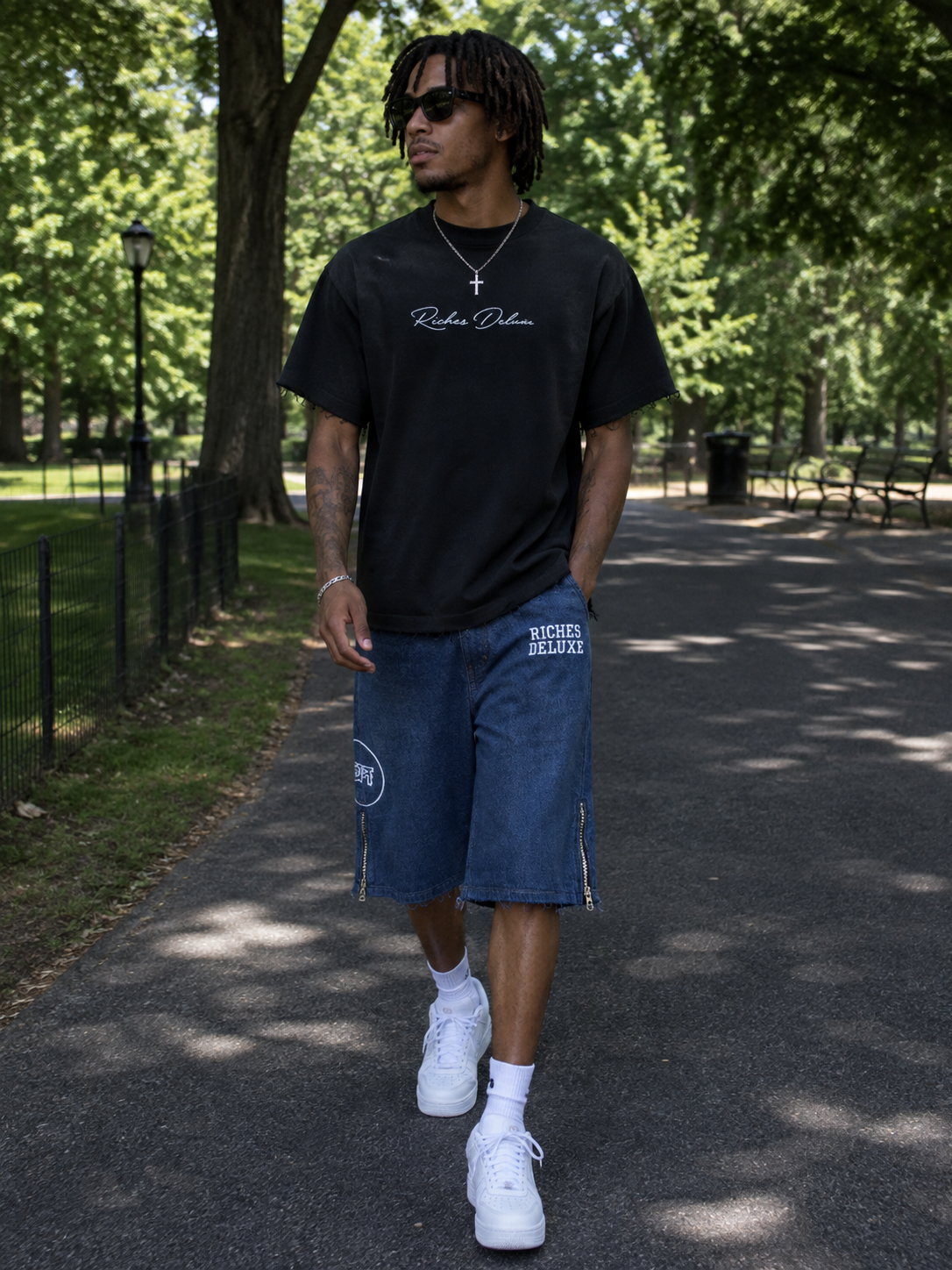 Riches Deluxe Signature Zip Denim Shorts – Royal Blue