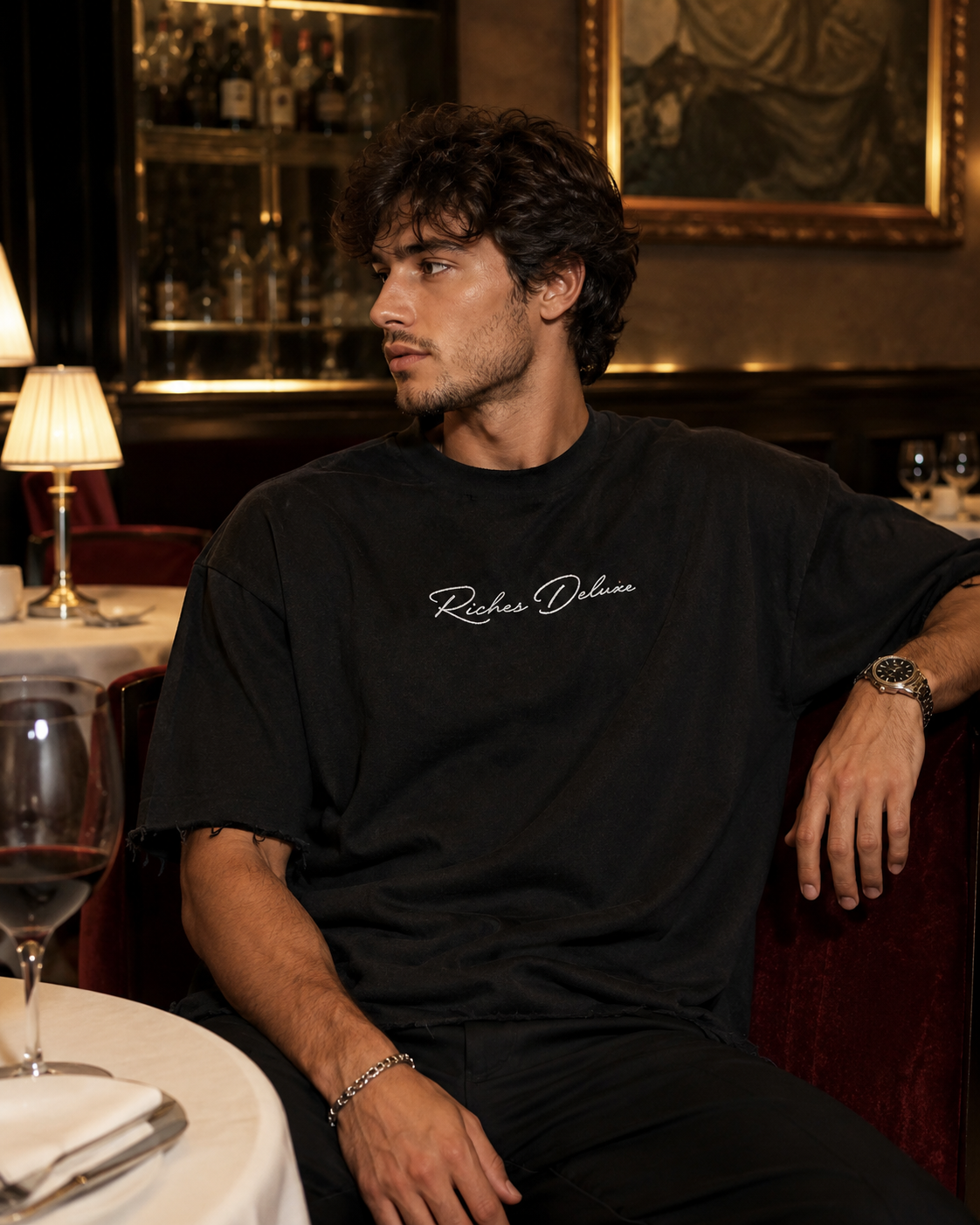 Riches Deluxe Signature Ash Wash Tee – Black