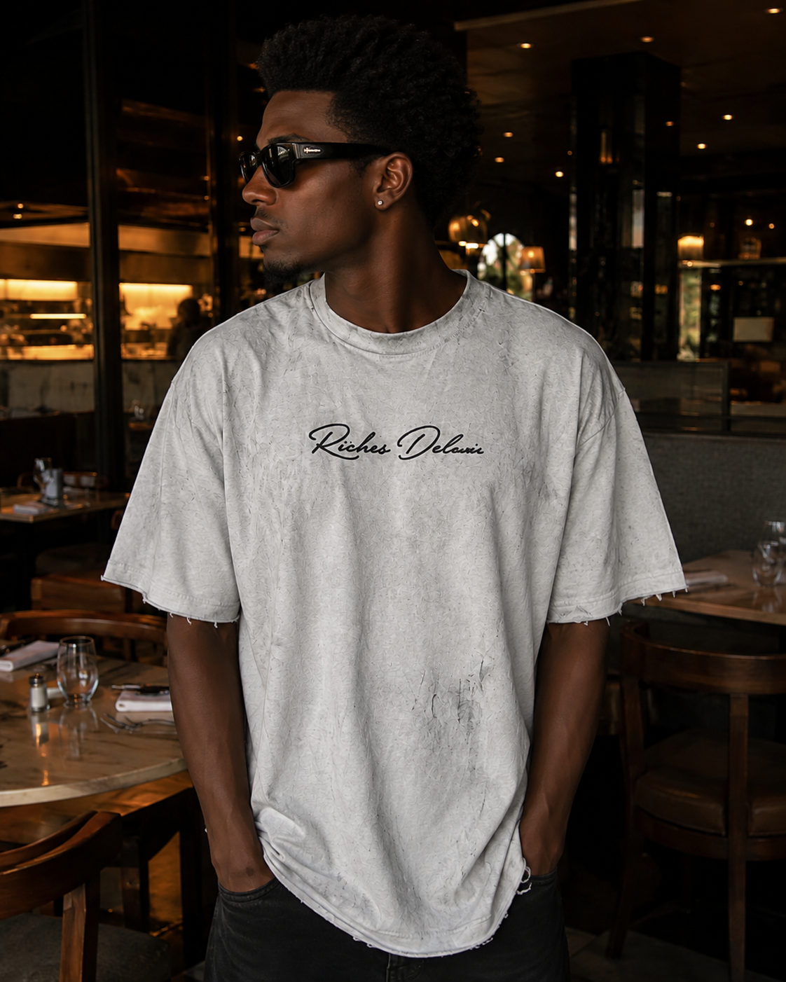 Riches Deluxe Signature Ash Wash Designer Tee – Black